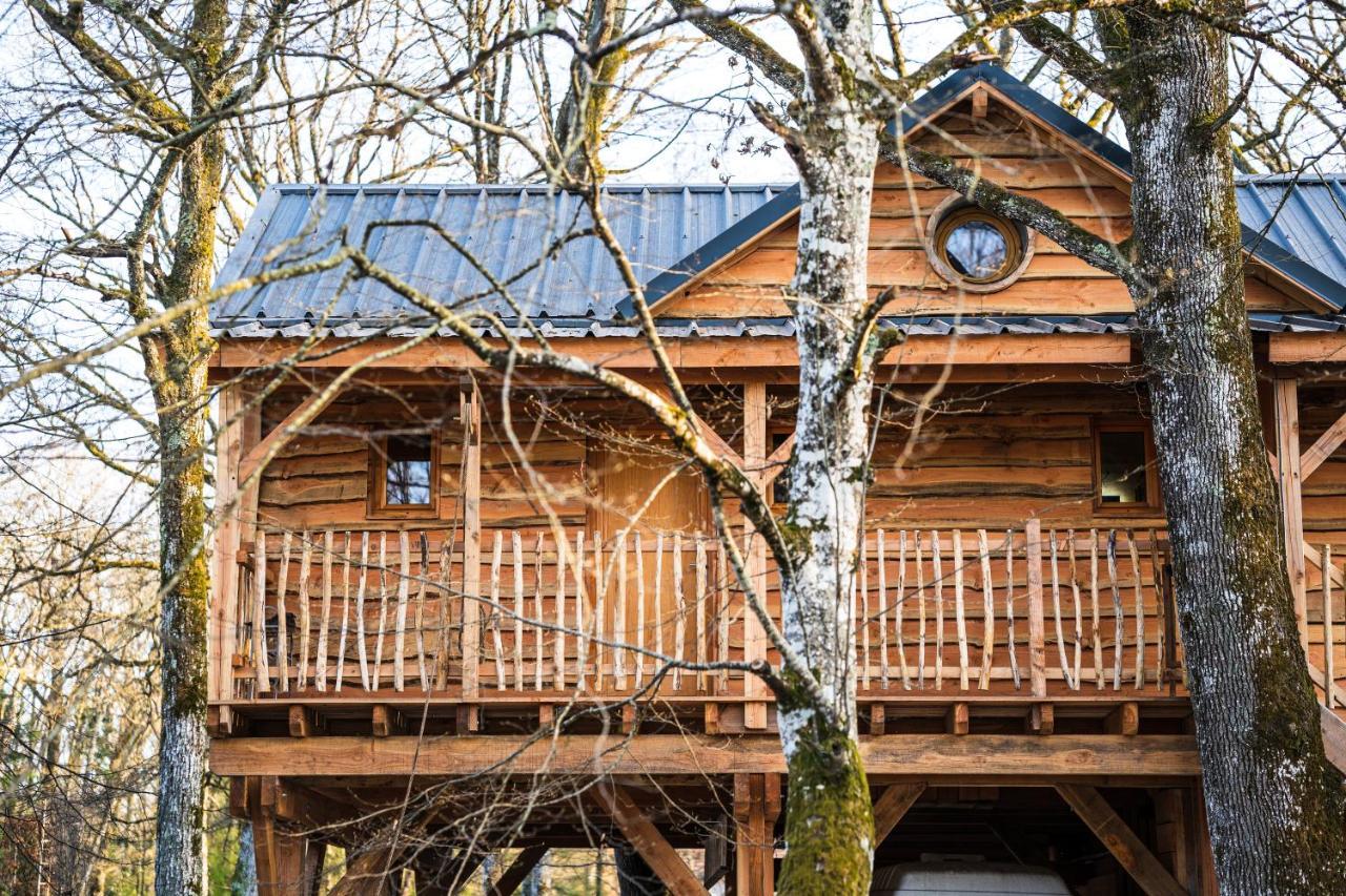 Charmante Cabane Dans Les Arbres Avec Jacuzzi Et Sauna Boismorand Eksteriør billede