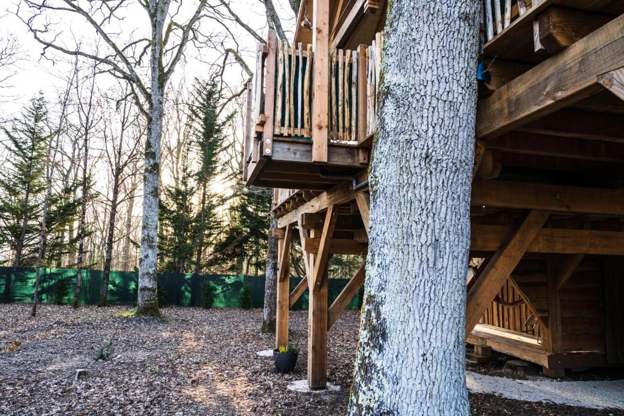 Charmante Cabane Dans Les Arbres Avec Jacuzzi Et Sauna Boismorand Eksteriør billede
